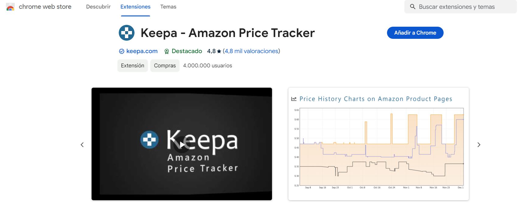 Conoce la extensión Keepa de Chrome compra al mejor precio 2024